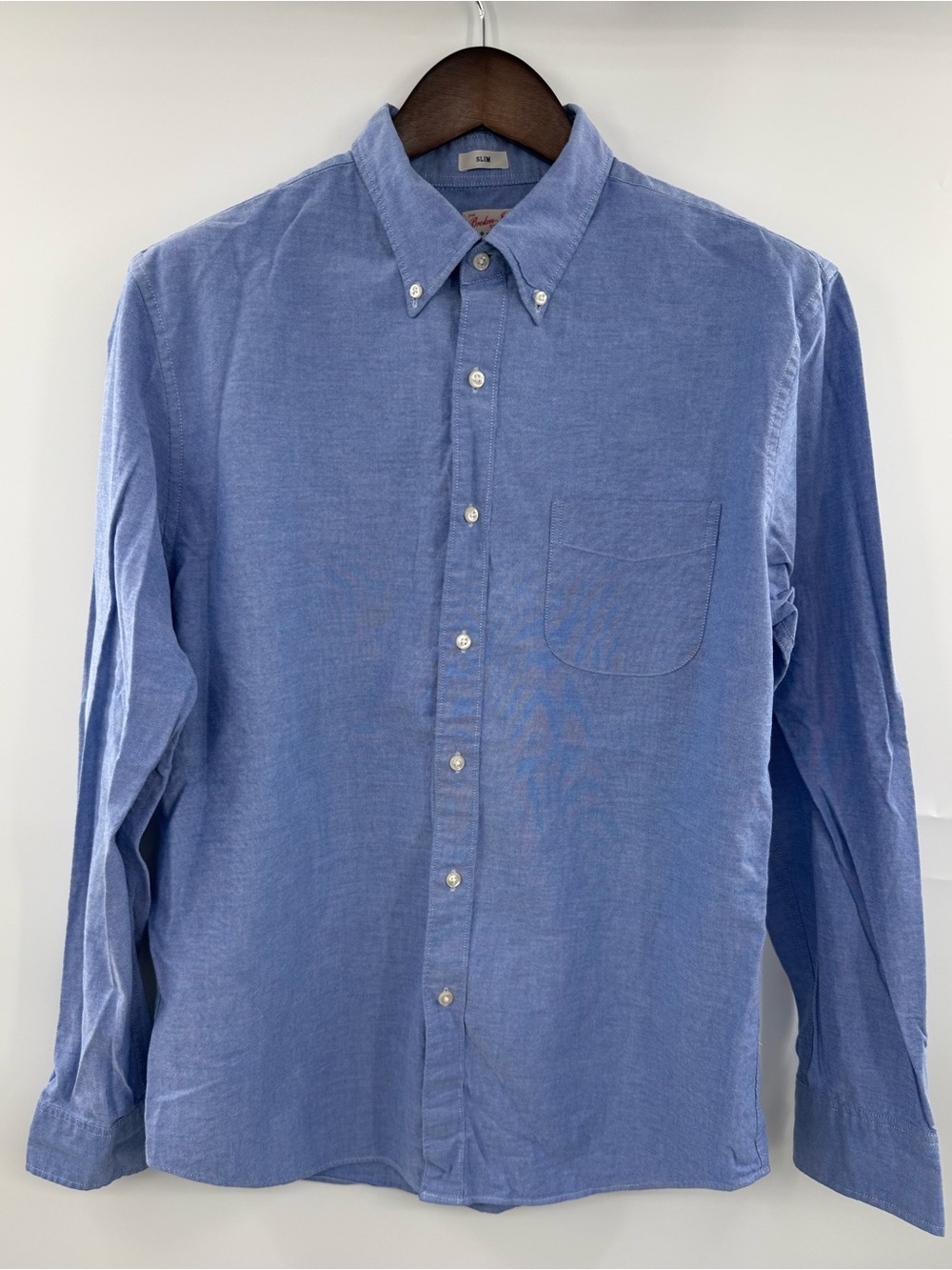 J.Crew Broken-In Oxford Shirt Mens Large Slim Blue Organic Cotton Button Down